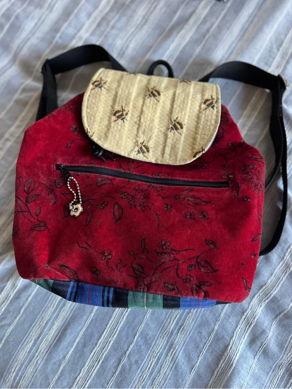 Nordic House Designs Red Velvet Bumblebee Backpack Bag